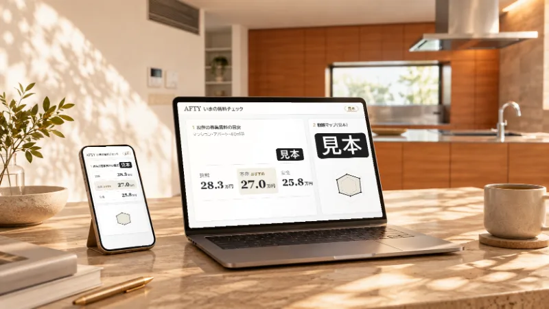 パソコンとスマートフォンに出した査定の画面（イメージ）